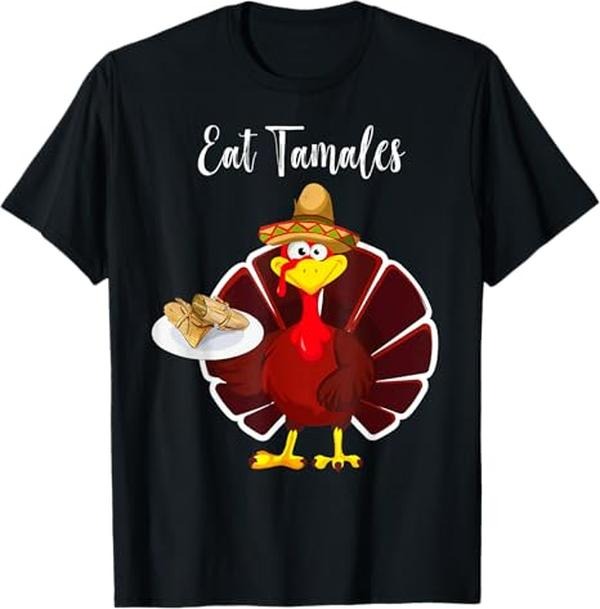 Funny Mexican Christmas Shirt, Christmas Gift, Turkey Eat Tamales Funny Mexican Sombrero Thanksgiving Xmas T-Shirt