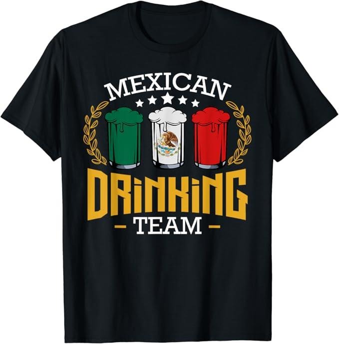 Funny Mexican Shirts, Beer Mexican Drinking Team Mexico Flag Funny Beer Pub Party T-Shirt Menswear Top Casual Classic...