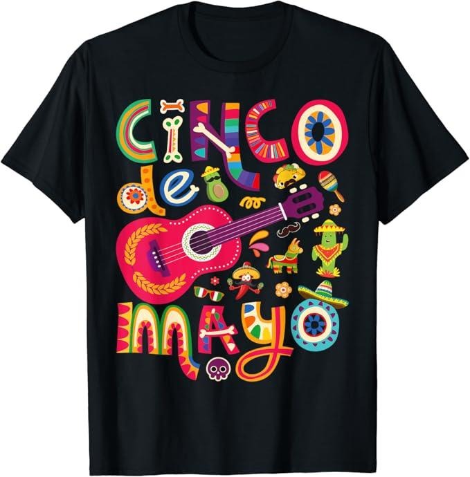 Funny Mexican Shirts, Cinco de Mayo Tee, Mexican Taco Guitar Fiesta Cinco de Mayo T-Shirt Menswear Top Casual Classic...