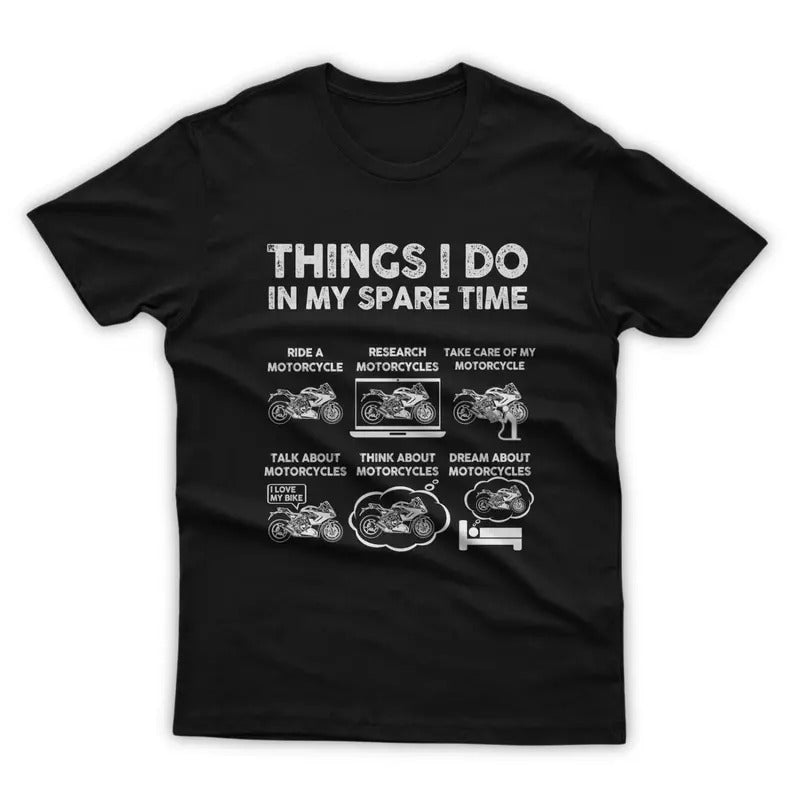 Funny Motorcycle Shirt, Things I Do In My Spare Time T-Shirt, Funny Biker Shirt, Motorcycle Gift Cotton Menswear Hoodie,...