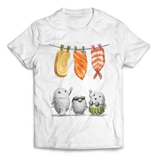 Funny Nigiri Sushi Wash and Hang Laundry - Short-Sleeve Unisex T-Shirt Made in USA Hoodie, Sweatshirt | HypeCrazeTee.com