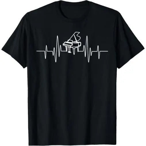 Funny Piano Heartbeat Keyboard For Piano Player Men T-Shirt Made in USA Hoodie, Sweatshirt | HypeCrazeTee.com