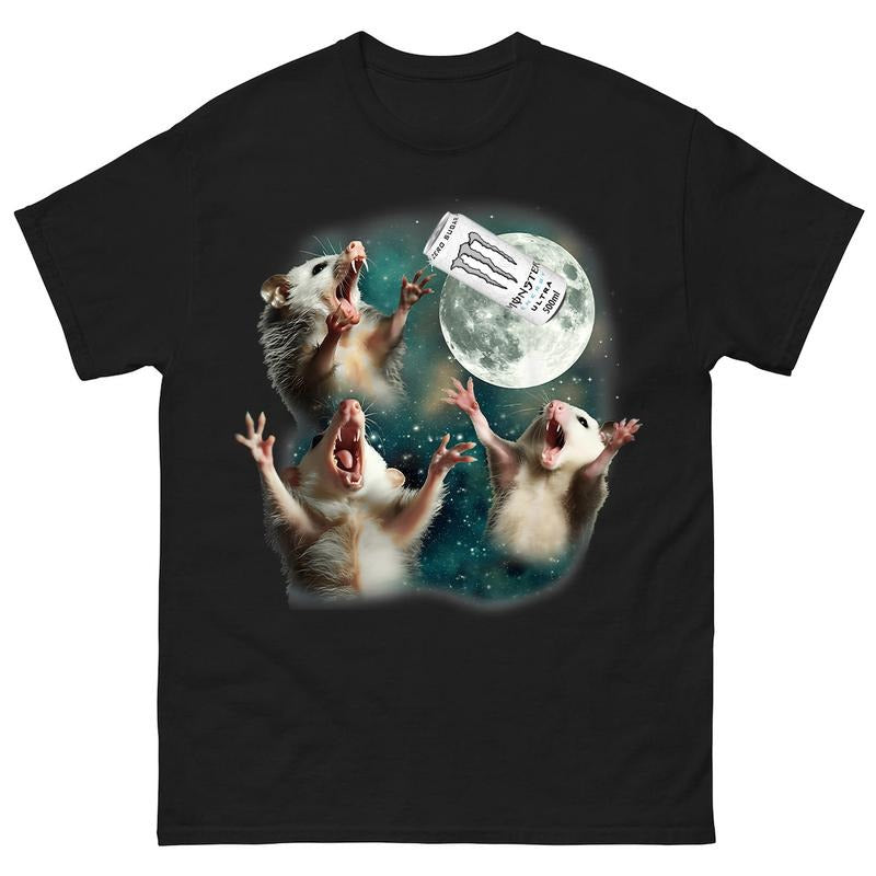 Funny Possum Moon Shirt, Animal Lover Shirt, T-shirt, Raccoons White Monster Meme Shirt, Funny Meme Shirt, funny summer...