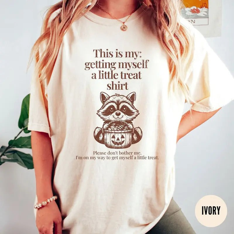 Funny Raccoon Halloween Shirt, Trick or Treat Shirt, Racoon Lover Gift,Getting a Little Treat Shirt,Raccoon Meme Unhinged...