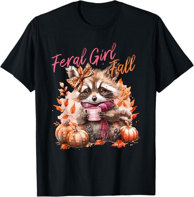 Funny Raccoon Shirt, Coquette Cute Feral Girl Autumn Fall Raccoon Lover Funny T-Shirt For Men