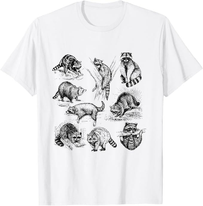 Funny Raccoon Shirt, Cute Raccoon Drawing Portrait Sketch Wild Trash Panda Funny T-Shirt For Men