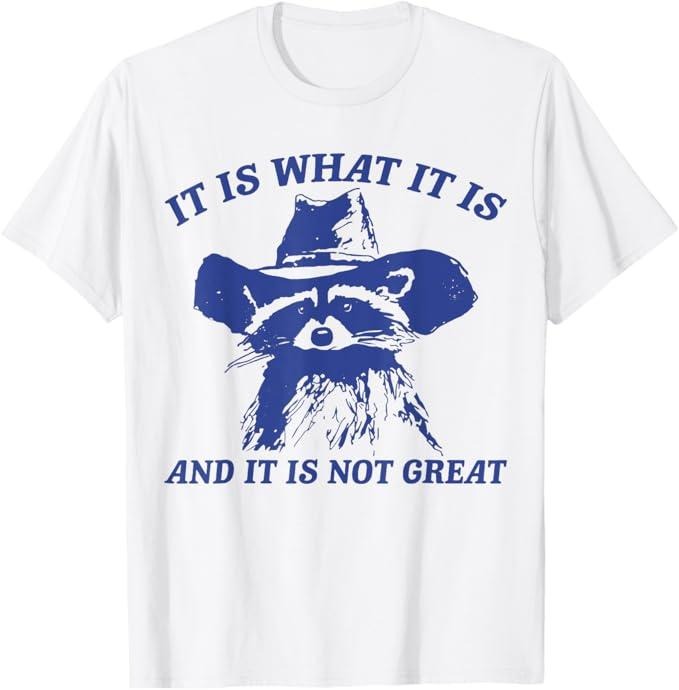 Funny Raccoon Shirt, Funny Raccoon Retro It Is What It Is And It Is Not Great Funny T-Shirt For Men