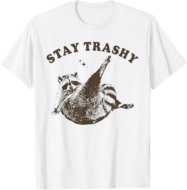 Funny Raccoon Shirt, Funny Raccoon Stay Trashy Vintage 90s Trash Panda Raccoon Funny T-Shirt For Men