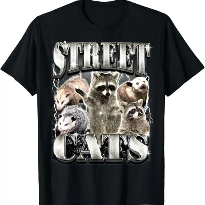 Funny Raccoon Shirt, Funny Street Cats Raccoon Possum Vintage Bootleg Rap Style T-Shirt For Men