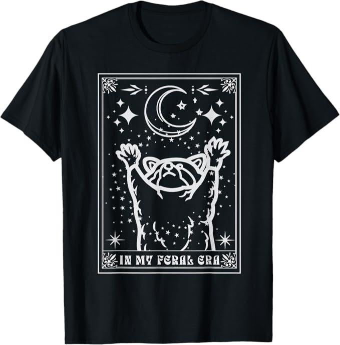 Funny Raccoon Shirt, In My Feral Era Raccoon With Moon Trash Panda Funny T-Shirt For Men
