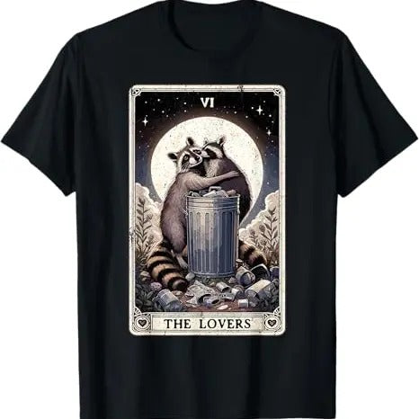 Funny Raccoon Shirt, Raccoon Tarot Card The Lovers Funny Raccoon T-Shirt For Men