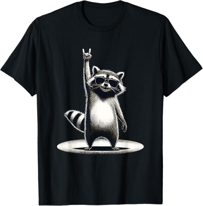 Funny Raccoon Shirt, Retro Raccoon Rock Music Funny T-Shirt For Men