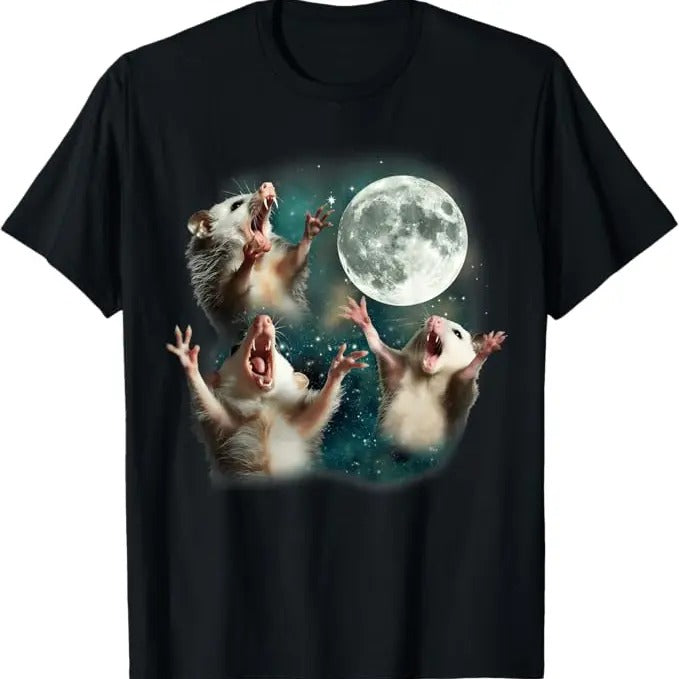 Funny Raccoon Shirt, Three Possum Moon, 3 Opossum Funny Weird Cursed Meme T-Shirt For Men