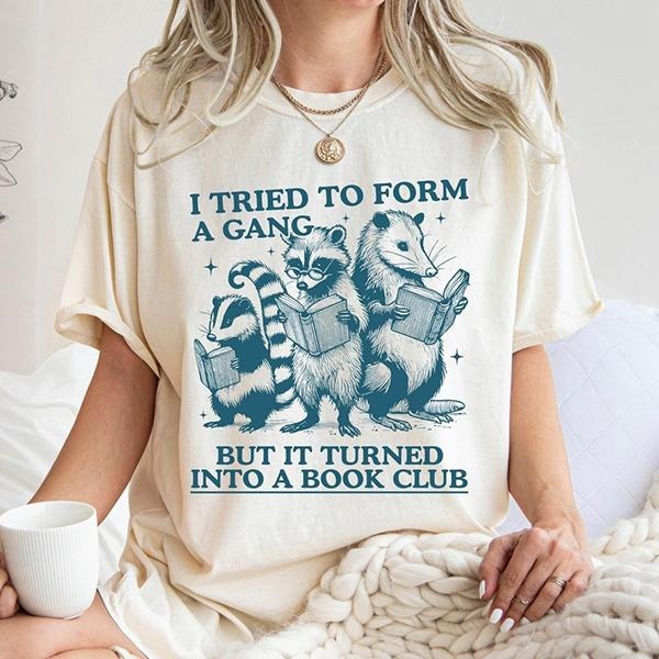 Funny Reading Shirt, I Tried to Form A Gang But It Turned Into A Book Club, Retro Librarian Shirt, Book Club Shirt,...