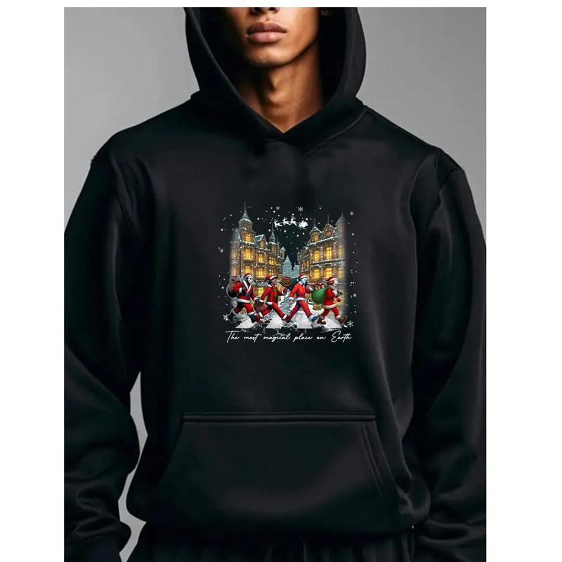 Funny Santa Abbey Road Parody Christmas Graphic Hoodie - 'Most Magical Place' Holiday Sweatshirt Hoodie T-Shirts