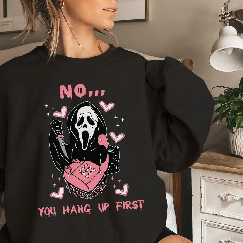 Funny Scream T-shirt, No You Hang Up Couples T-shirt, Ghostface Halloween T-shirt, Funny Valentine T-shirt, Funny...