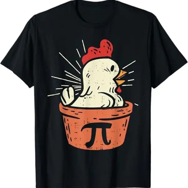 Funny Shirts for Men - Chicken Pot Pi Shirt Day Pie Math Lover Geek Gift T-Shirt - Cotton Medium Crew Neck Smooth Casual...