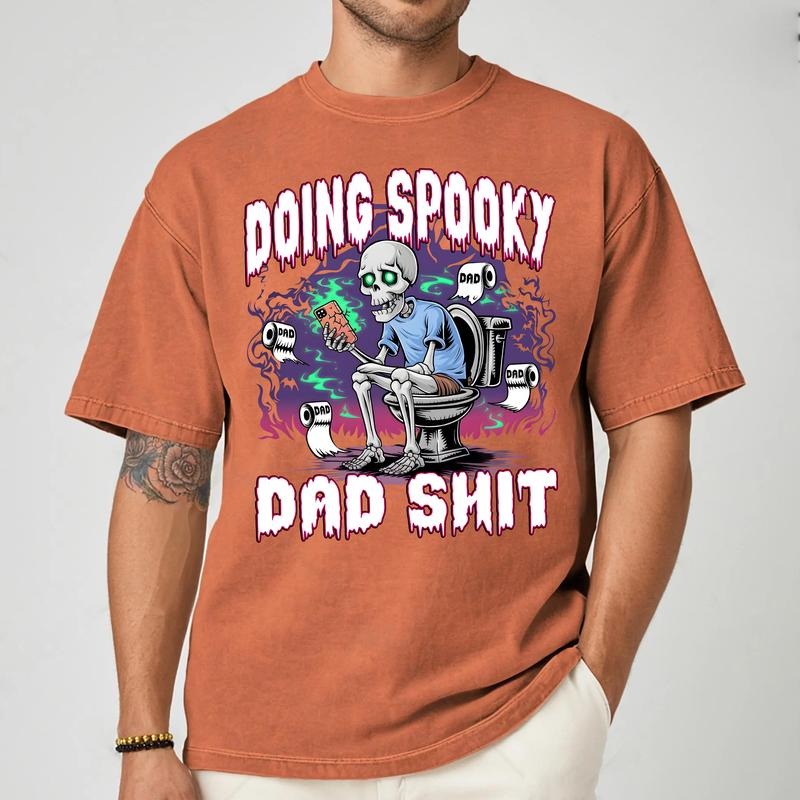 Funny Skeleton Doing Spooky Dad Shit Shirt, Spooky Halloween Toilet Shirt, Halloween Dad Gift, Skull Dad T-Shirt, Doing...