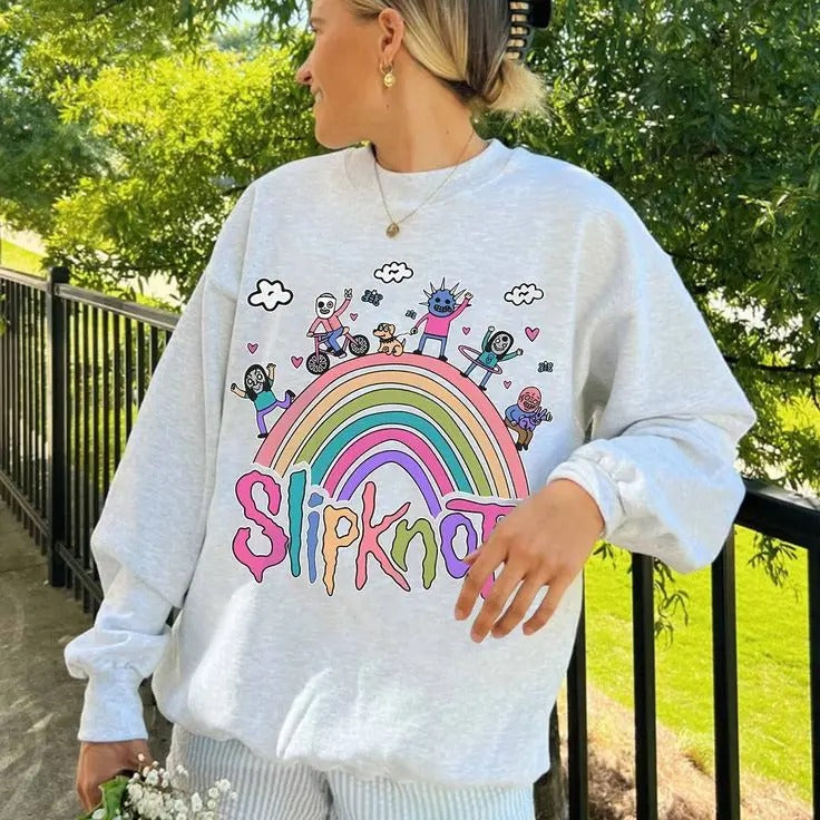 Funny Slipknot Sweatshirt Rainbow Slipknot Metal Band Cozy Crewneck Sweatshirt T-Shirts, Hoodie | HypeCrazeTee.com