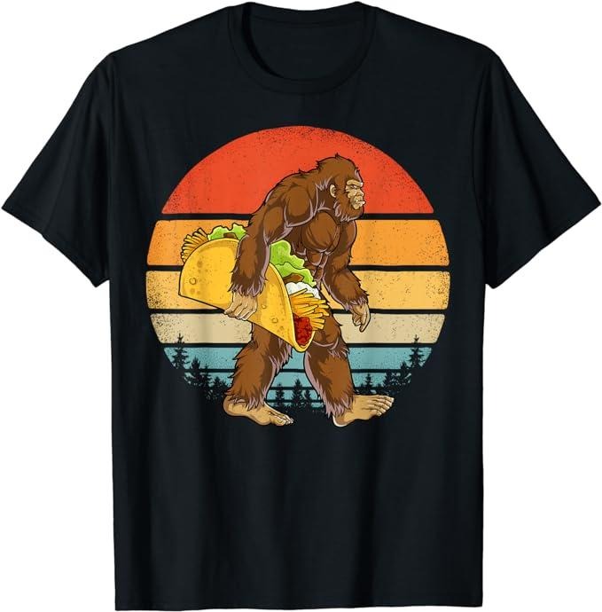 Funny Taco Shirts, Gifts For Mexican Food Lovers, Bigfoot Carrying Taco Funny Cinco de Mayo Boys Men Sasquatch T-Shirt...