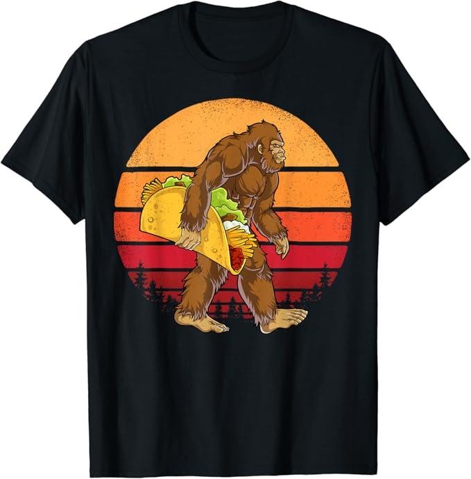 Funny Taco Shirts, Gifts For Mexican Food Lovers, Bigfoot Carrying Taco Funny Cinco de Mayo Boys Men Sasquatch T-Shirt...