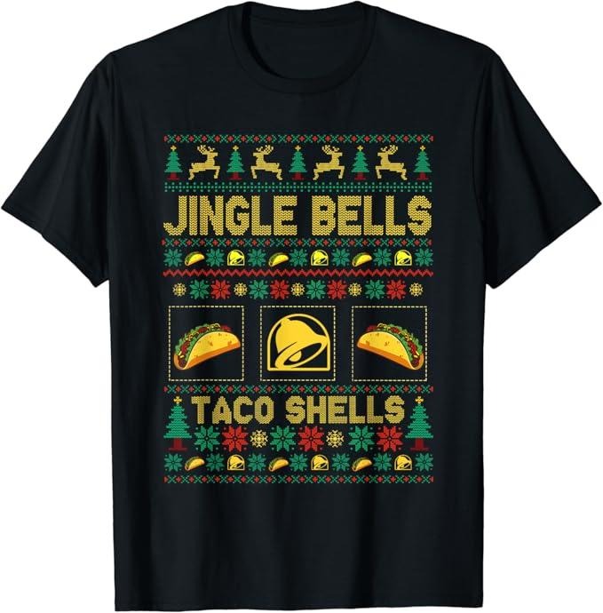 Funny Taco Shirts, Gifts For Mexican Food Lovers, Christmas Jingle Bells Taco Shells Funny Ugly Xmas Sweater T-Shirt...