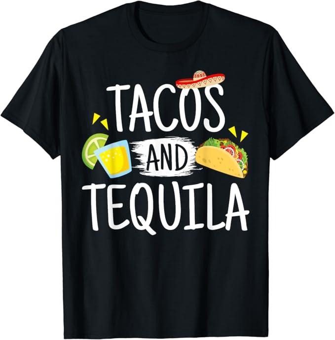 Funny Taco Shirts, Gifts For Mexican Food Lovers, Funny Tacos And Tequila T-Shirt Mexican Sombrero Menswear Top Casual...