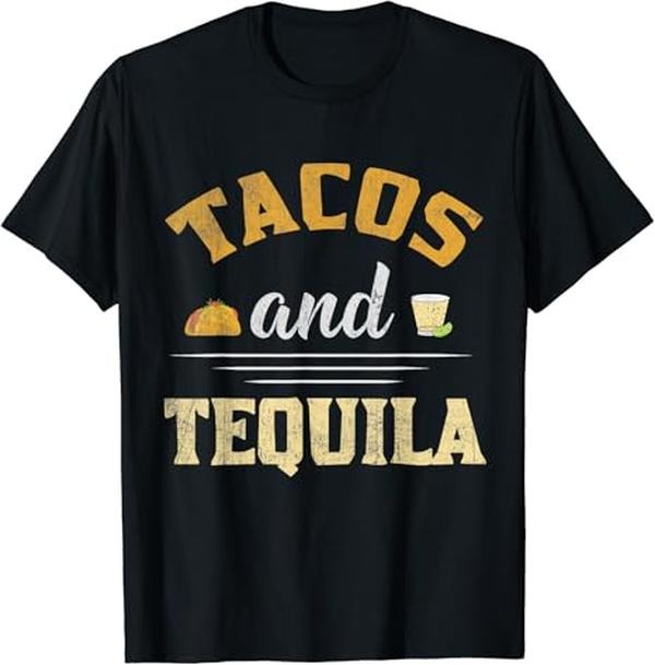 Funny Taco Shirts, Gifts For Mexican Food Lovers, Tacos and Tequila Funny Graphic T-Shirt Menswear Top Casual Classic...