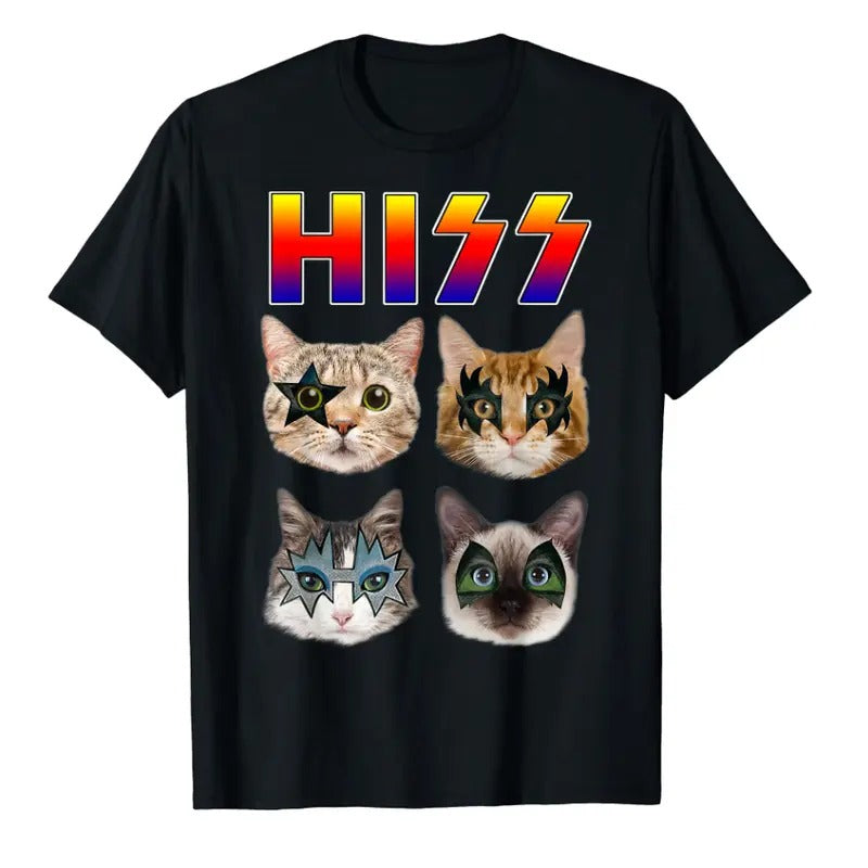 Funny Tee Hiss Funny Cats Kittens Rock Rockin Short Sleeve T-shirt Gift Tee Pun Hoodie, Sweatshirt | HypeCrazeTee.com