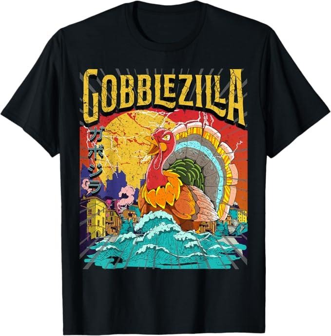 Funny Thanksgiving Shirts, Turkey Day Thanksgiving Gobblezilla T-Shirt - Menswear Top Hoodie, Sweatshirt | HypeCrazeTee.com