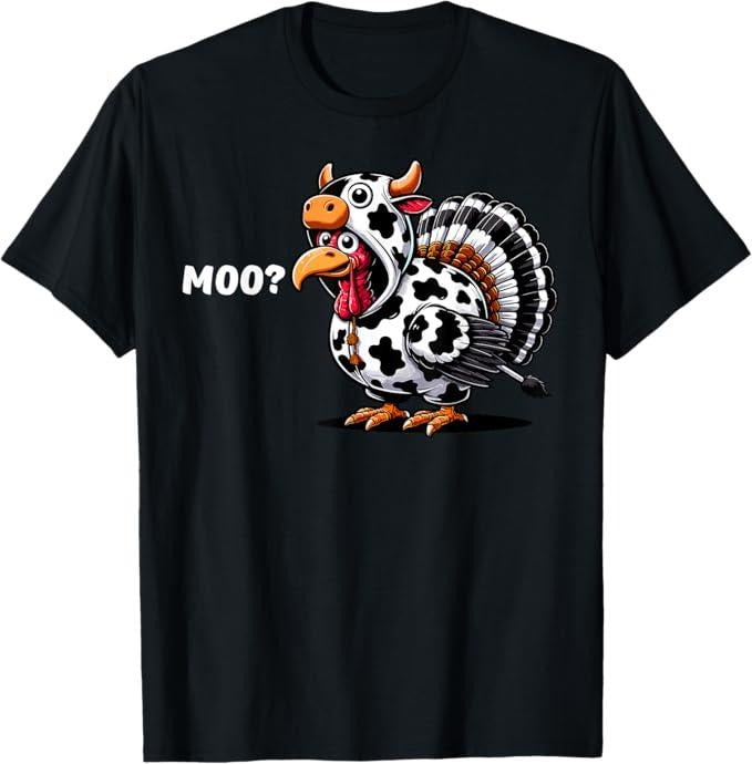 Funny Thanksgiving Shirts, Turkey Moo Funny Thanksgiving T-Shirt