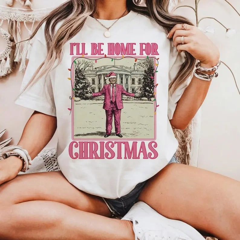 Funny Trump Christmas , I'll be home for Xmas Shirt Hoodie, Sweatshirt | HypeCrazeTee.com