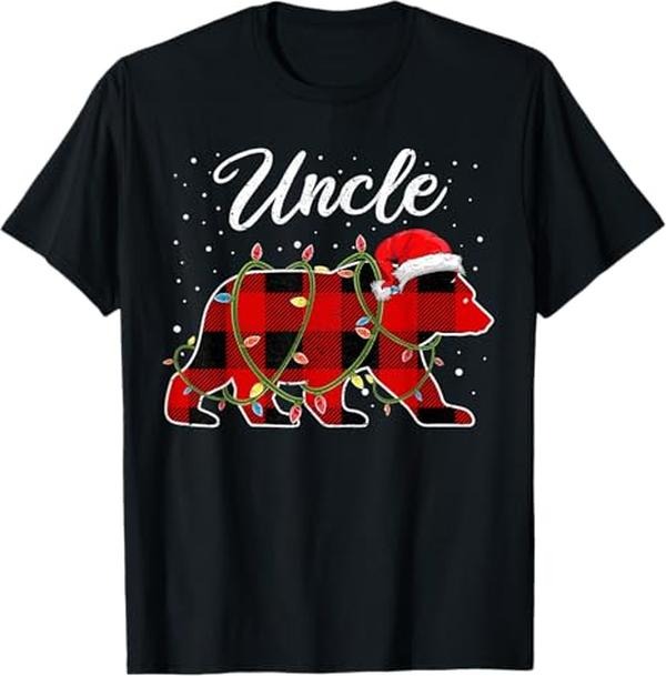 Funny Uncle Shirts, Gifts For Uncle, Red Buffalo Plaid Uncle Bear Pajama T-Shirt