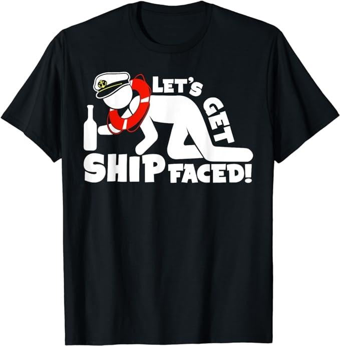 Funny Vacation Shirt, Lets Get Ship Faced - Family Cruise Ship Vacation Graphic T-Shirt Menswear Casual Cotton Hoodie,...
