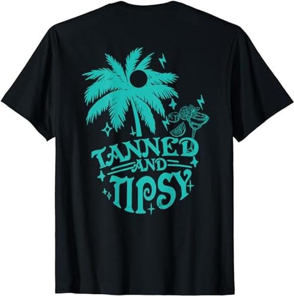 Funny Vacation Shirt, Retro Tanned And Tipsy Cocktail Lover Funny Beach Vacation T-Shirt Menswear Casual Cotton Hoodie,...