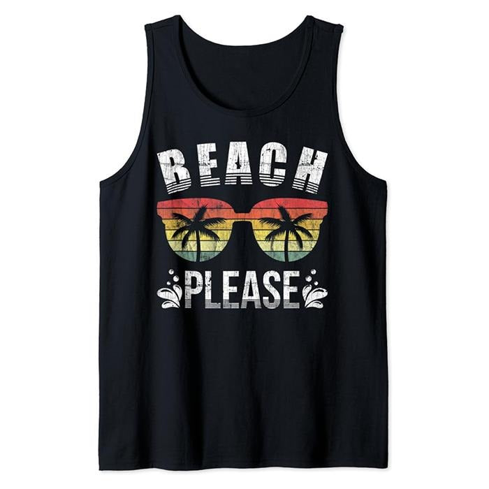 Funny Vacation Tank Top, Beach Please Tank Top Funny Beach Vacation Shirt Summer Tank Top Casual Cotton Fabric Hoodie,...