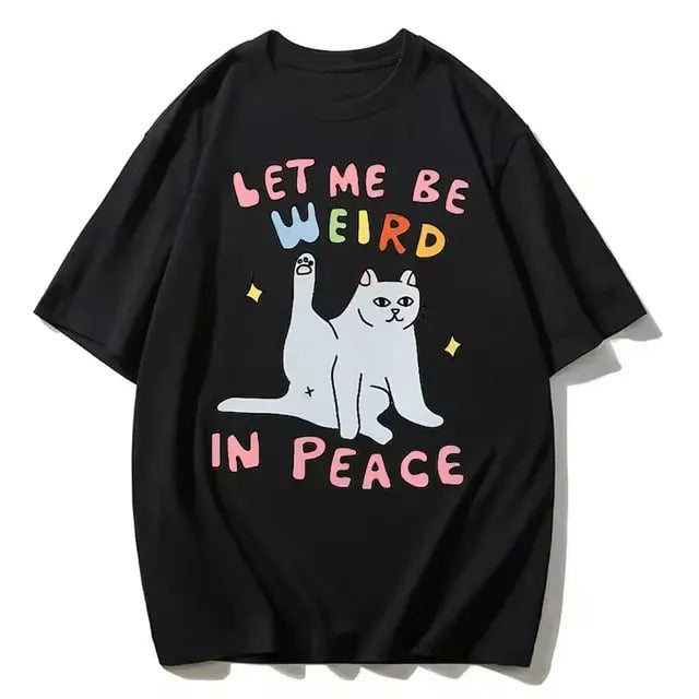 Funny Vintage Graphic Tee Cat Meme T Shirt Wierd in Peace Punny Offensive Cool Novelty 90s Graphic Tee Drama Tshirt...