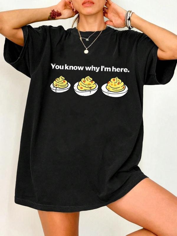 Funny Women's Summer T-Shirt, Thanksgiving Print Top, Holiday Turkey Dinner Humorous Design, Casual Loose-Fitting Short...