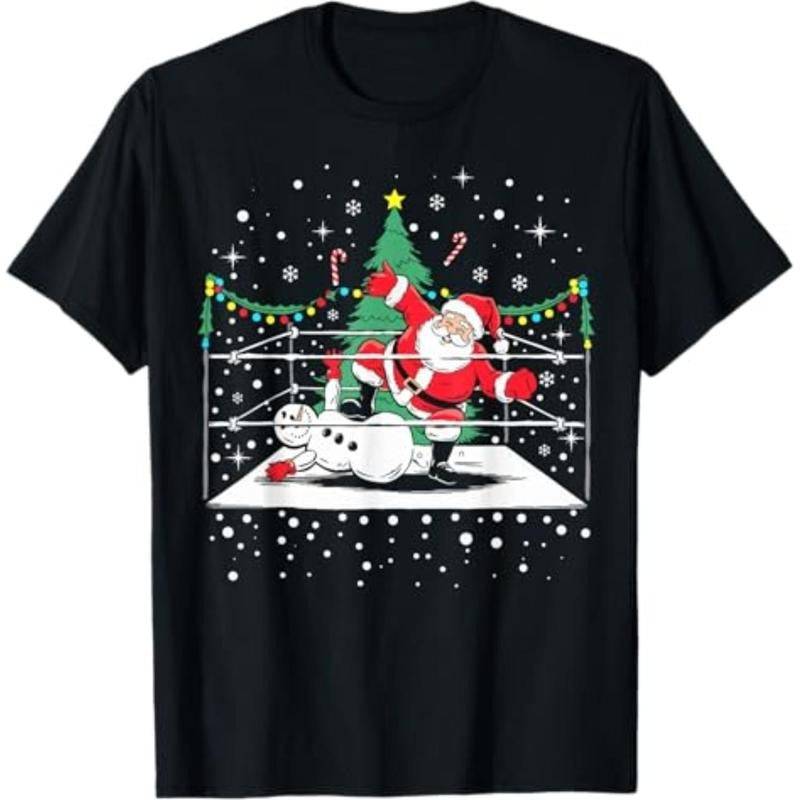 Funny Wrestling Santa Xmas Snow Lights Wrestling Christmas T-Shirt Hoodie, Sweatshirt | HypeCrazeTee.com