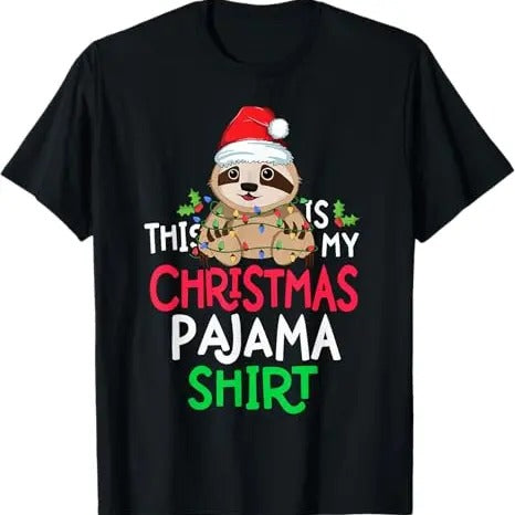 Funny Xmas Men Women Family T-Shirt, Sloth Tree Lights Funny This Is My Christmas Pyjama Shirt T-Shirt