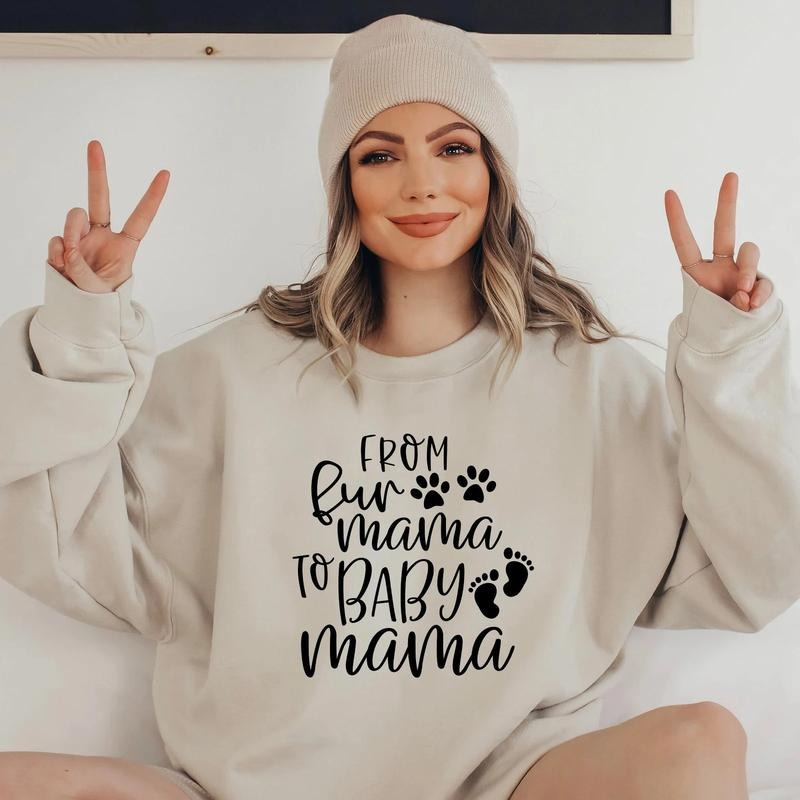 Furry Mom to Baby Mom Sweatshirt Pregnant Sweatshirt Gift for Mom-to-be Sweater for New Mom Pregnancy Reveal Shirt Baby...