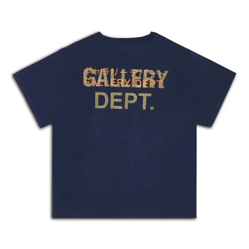 GALLERY DEPT TOKYO GD TEE Tokyo Exclusive English Printed Round Neck Short Sleeve T-shirt Navy Blue Hoodie, Sweatshirt