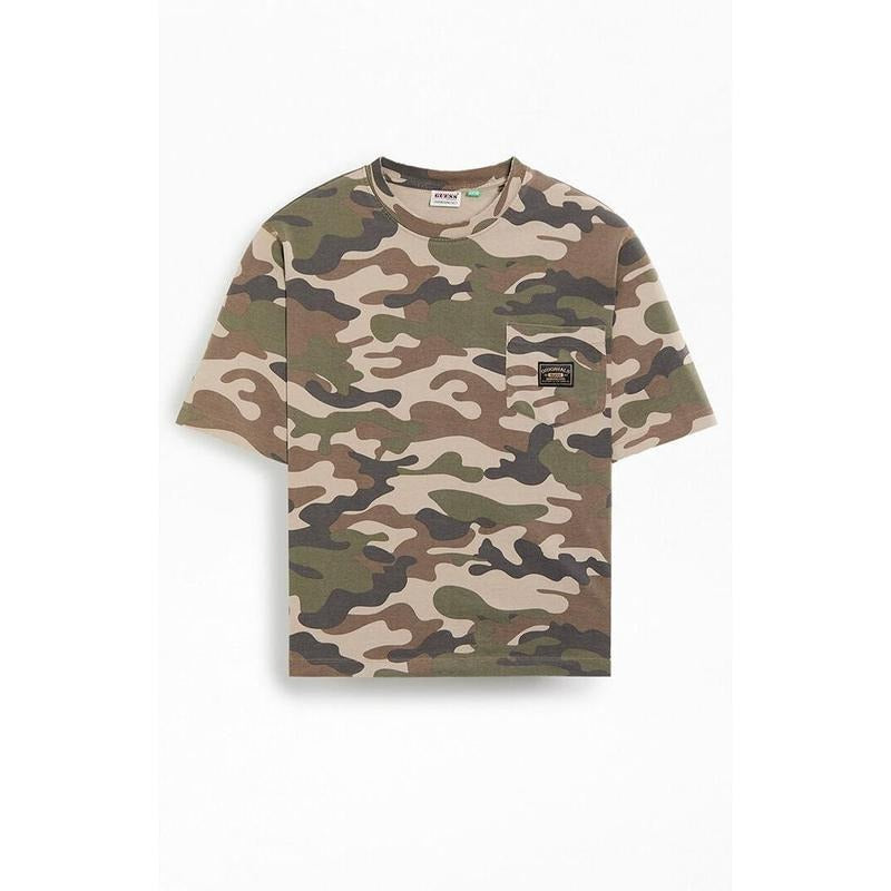 GUESS Originals Men's AOP Camo Boxy Pocket T-Shirt - Multicolor Hoodie, Sweatshirt | HypeCrazeTee.com