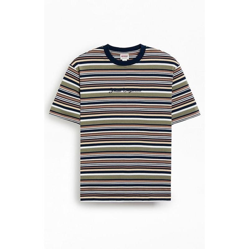 GUESS Originals Men's Horizontal Striped T-Shirt - Multicolor Hoodie, Sweatshirt | HypeCrazeTee.com