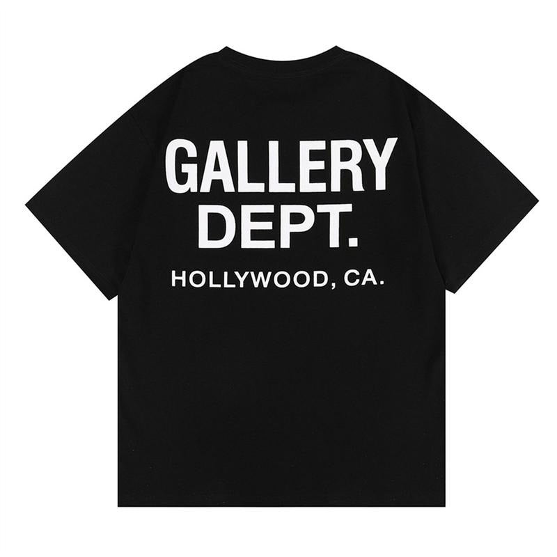 Gallery Dept. Classic Letter Print T-Shirt for Men & Women Black Round Neck Short Sleeve Graphic Tee Casual Cotton Top...