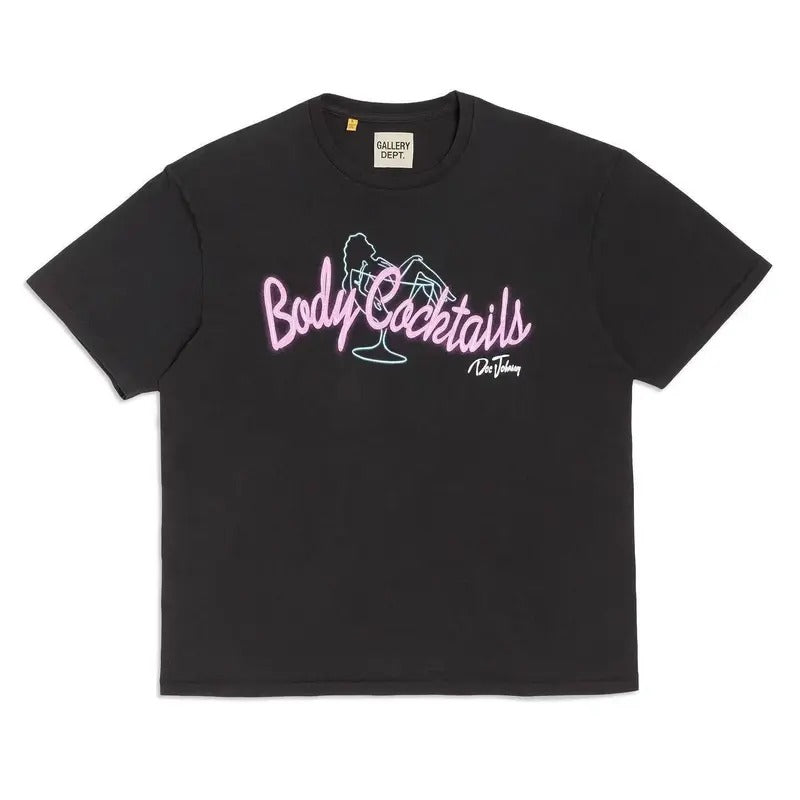 Gallery Dept BODY COCKTAILS TEE vintage Neon Light Letter Wash Old T-shirt Hoodie, Sweatshirt | HypeCrazeTee.com