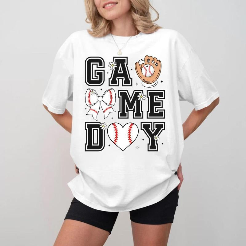 Game Day Baseball Letter Print Crewneck, Unisex Cotton T-shirt Hoodie, Sweatshirt | HypeCrazeTee.com