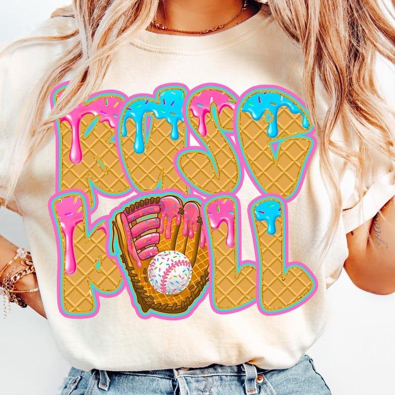 Game Day Baseball Mama Tee, Ice Cream Print Drip Shirt, Trendy Outfit Hoodie, Sweatshirt | HypeCrazeTee.com
