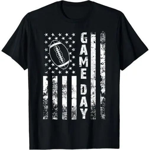 Game Day With Flag American Football Lovers Mom Dad T-Shirt Made in USA Hoodie, Sweatshirt | HypeCrazeTee.com