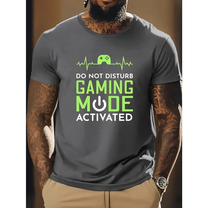 Game mode activated, do not disturb Men's round neck short-sleeved T-shirt, summer casual light top Hoodie, Sweatshirt